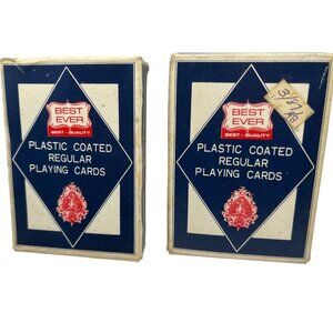 Vintage Best-Ever Plastic Coated Playing Cards Set Of 2 A64